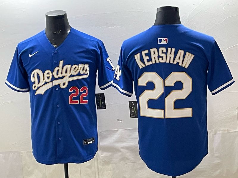 2026 Men Nike Los Angeles Dodgers #22 Kershaw Blue gold Game MLB Jersey 001->los angeles dodgers->MLB Jersey